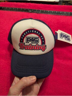 F45 Training Heritage Trucker Hat Navy Blue White Peacoat Snapback Gym Cap NWT